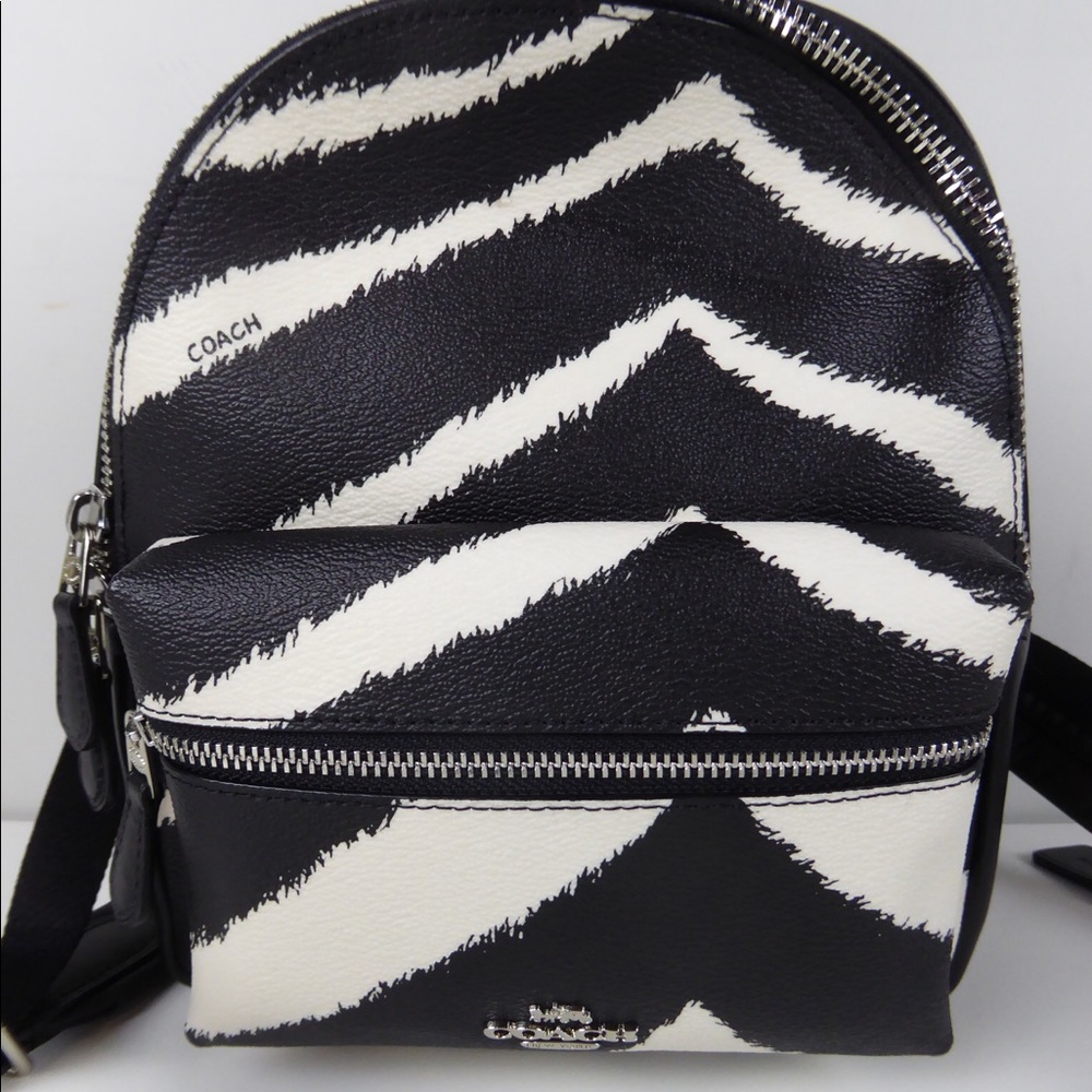 Coach Mini Charlie Backpack Zebra Print Leather